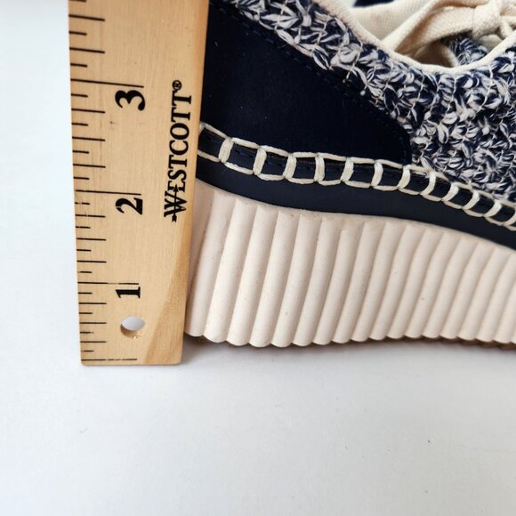 Dolce Vita Denae Platform Sneakers Blue Cream Crochet Knit Suede Casual Boho - Picture 10 of 10